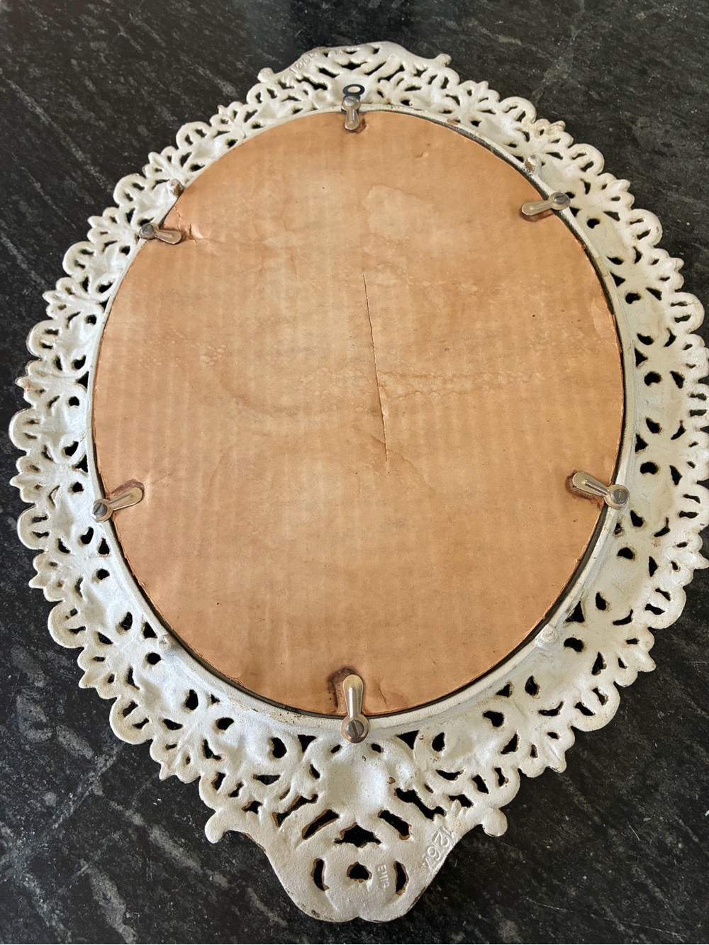 Vintage Emig Cast Metal Oval Wall Mirror #1264 Ornate Rococo Scrollwork - Picture 5 of 9
